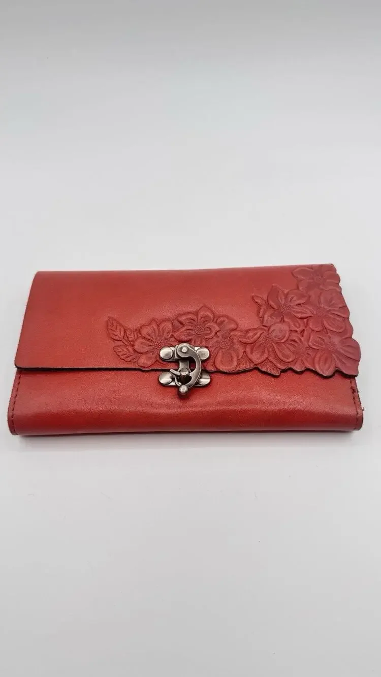 Patricia Nash Hand Cut Tooled Collection Teresa Floral Embossed Leather Wallet